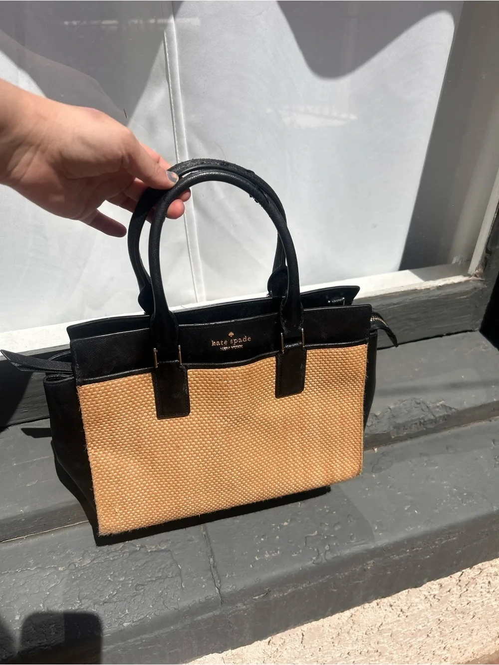 kate spade Black and Tan Woven Satchel